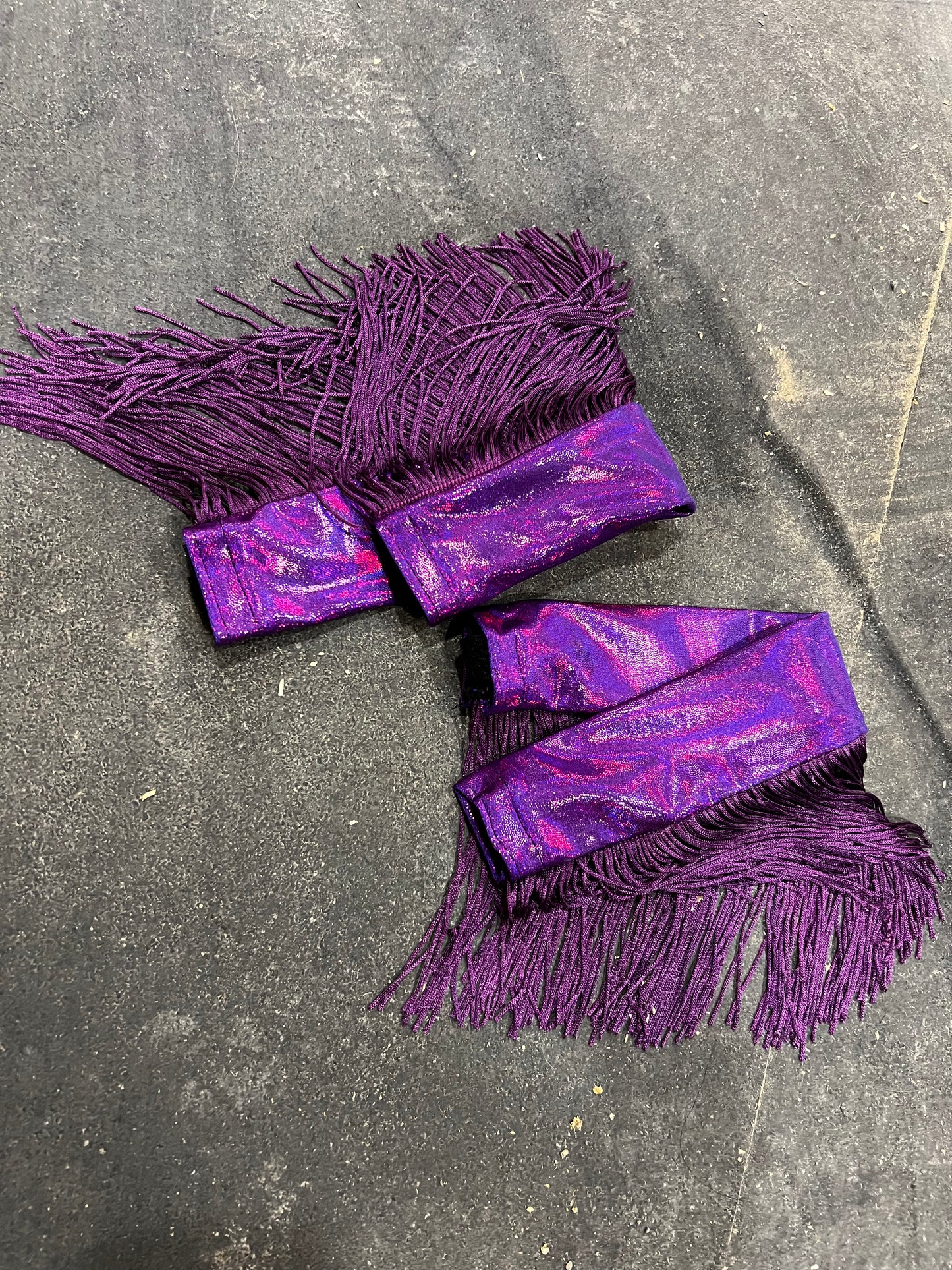 Grape Holographic Breast Collar Cover with Purple Chainette Fringe (Covers ONLY)