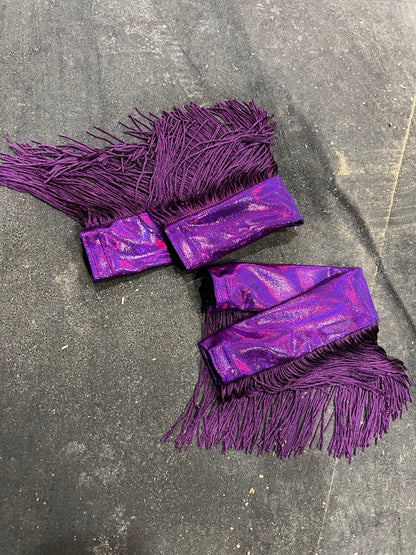 Grape Holographic Breast Collar Cover with Purple Chainette Fringe (Covers ONLY)