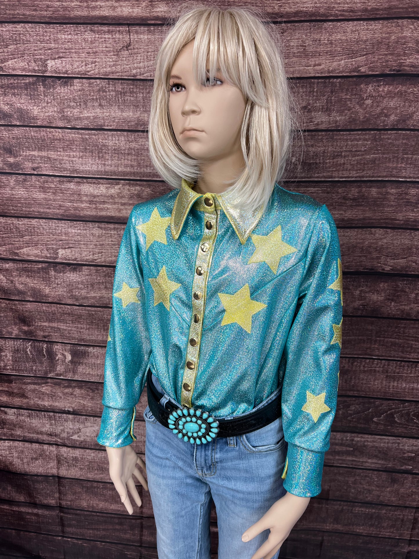 Seafoam Starshine Snap Front Rodeo Shirt