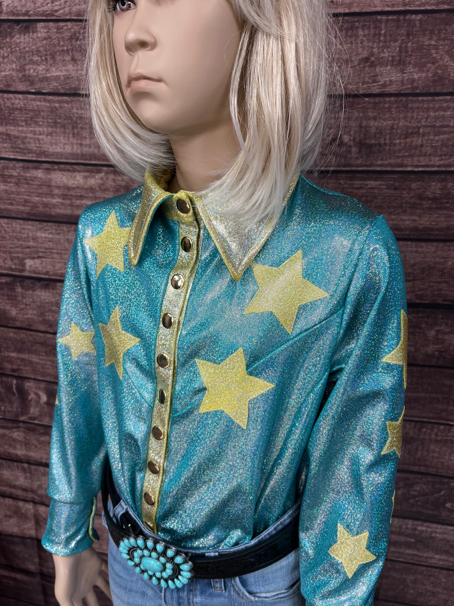 Seafoam Starshine Snap Front Rodeo Shirt