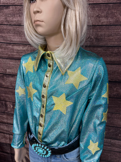Seafoam Starshine Snap Front Rodeo Shirt