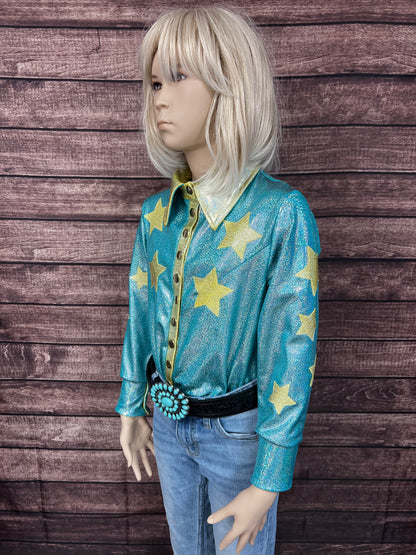 Seafoam Starshine Snap Front Rodeo Shirt