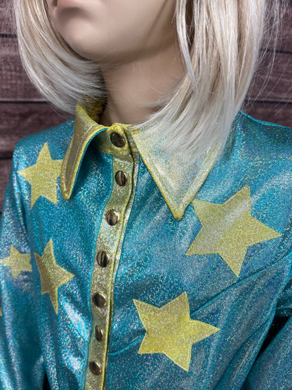 Seafoam Starshine Snap Front Rodeo Shirt