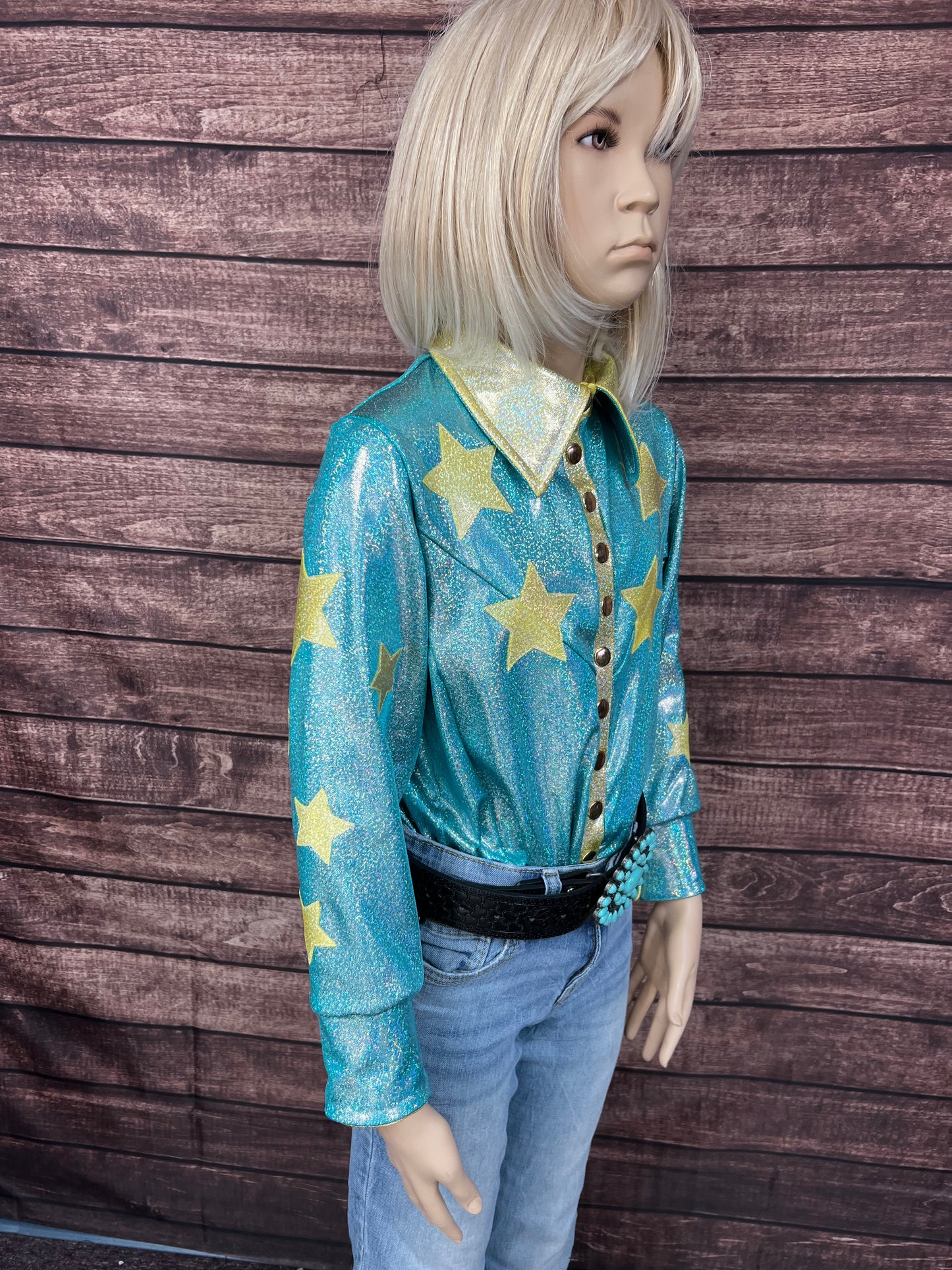 Seafoam Starshine Snap Front Rodeo Shirt