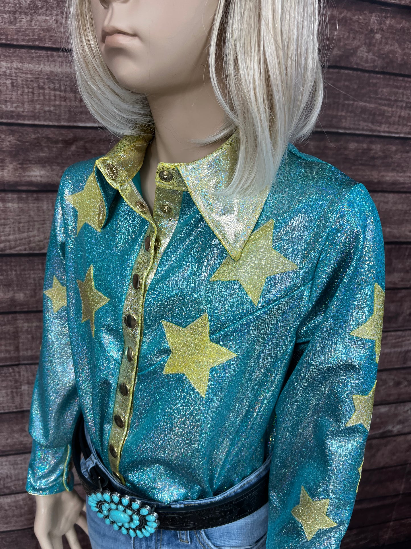 Seafoam Starshine Snap Front Rodeo Shirt