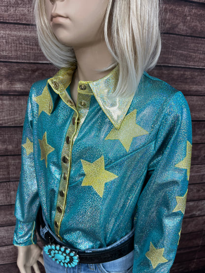 Seafoam Starshine Snap Front Rodeo Shirt