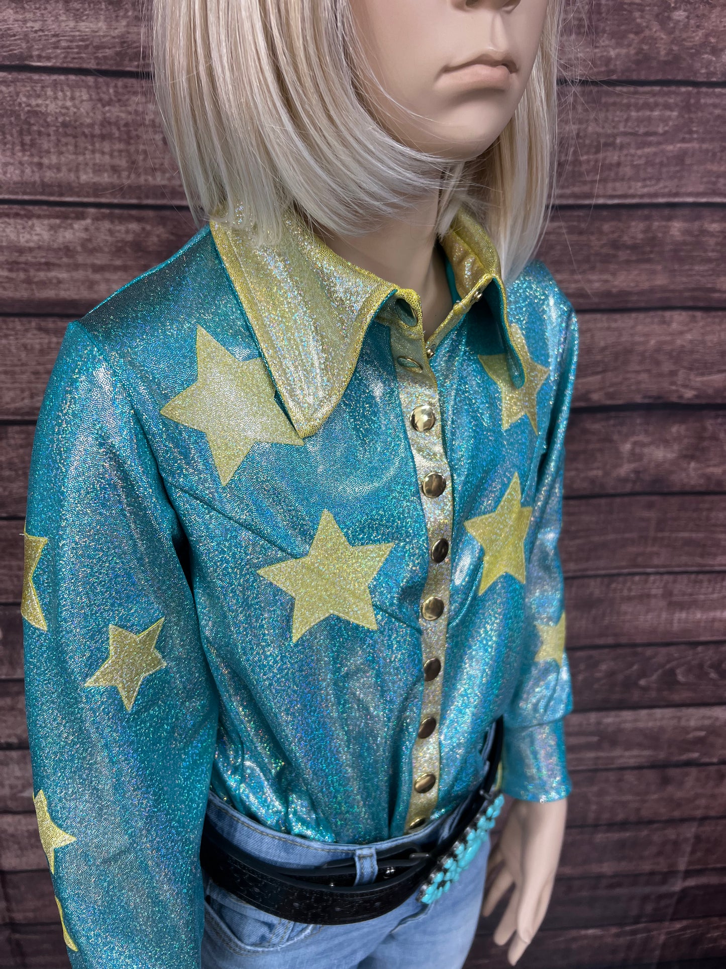 Seafoam Starshine Snap Front Rodeo Shirt