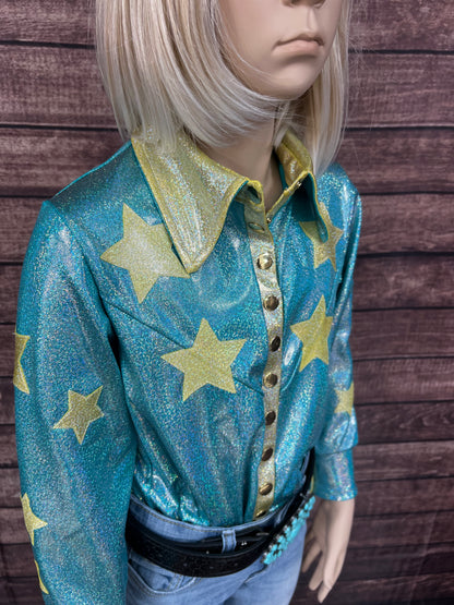 Seafoam Starshine Snap Front Rodeo Shirt