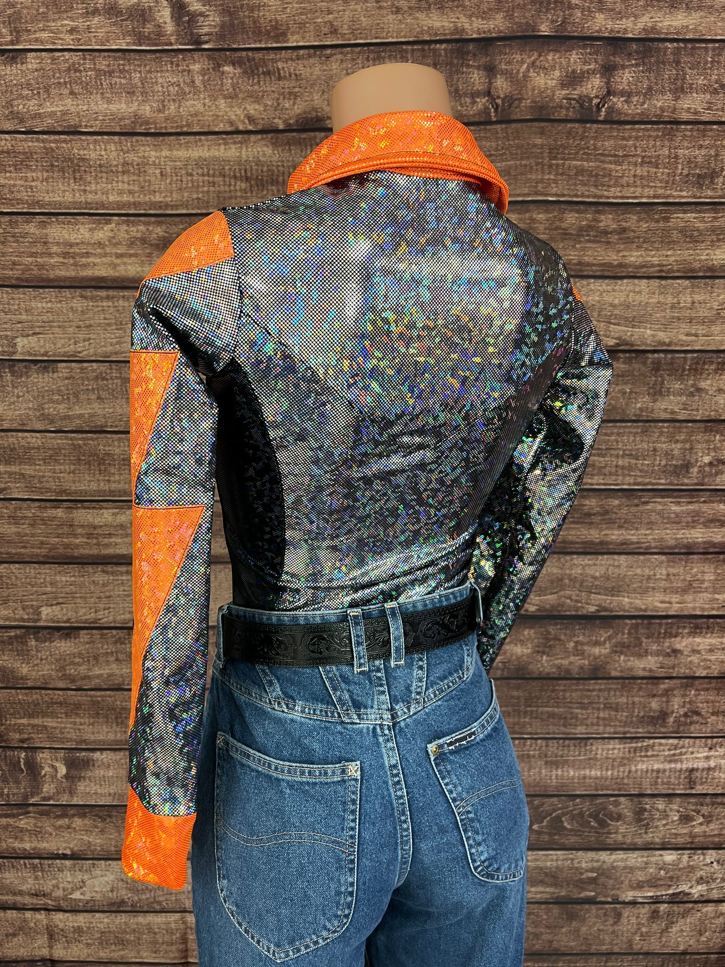 Orange Kaleidoscope Lightning Bolt Rodeo Shirt