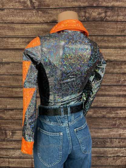 Orange Kaleidoscope Lightning Bolt Rodeo Shirt