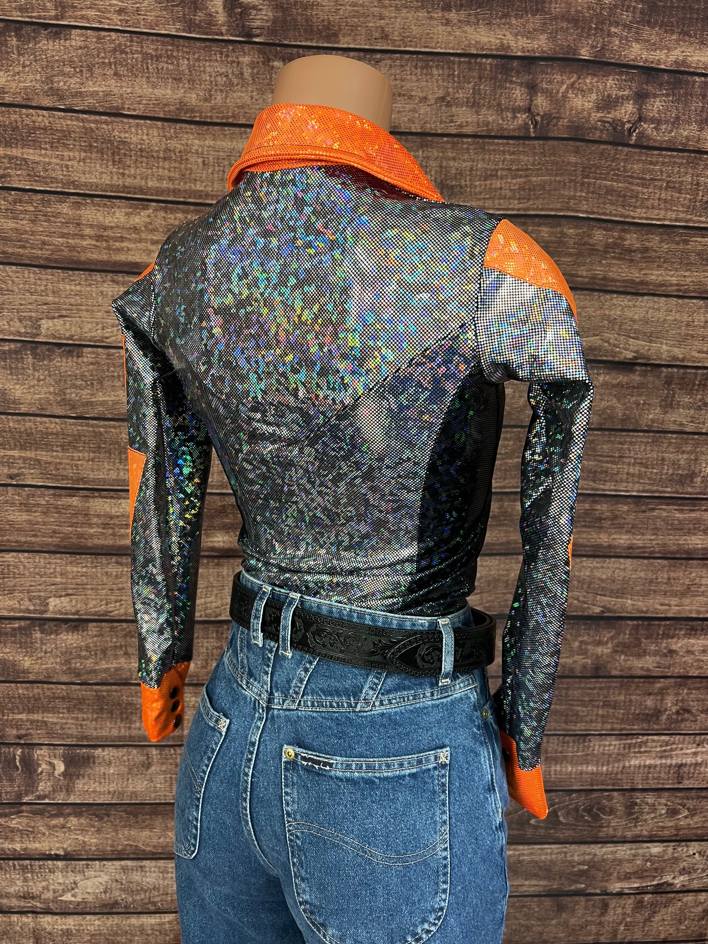 Orange Kaleidoscope Lightning Bolt Rodeo Shirt