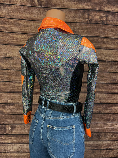 Orange Kaleidoscope Lightning Bolt Rodeo Shirt