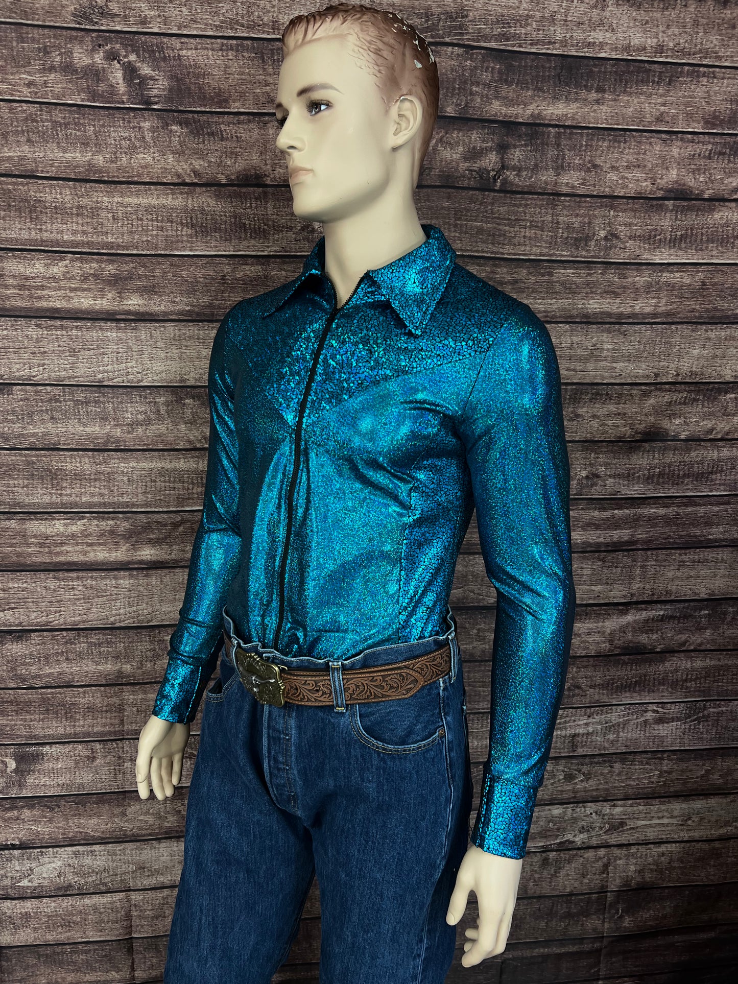 Mens Turquoise Sparkle Rodeo Shirt