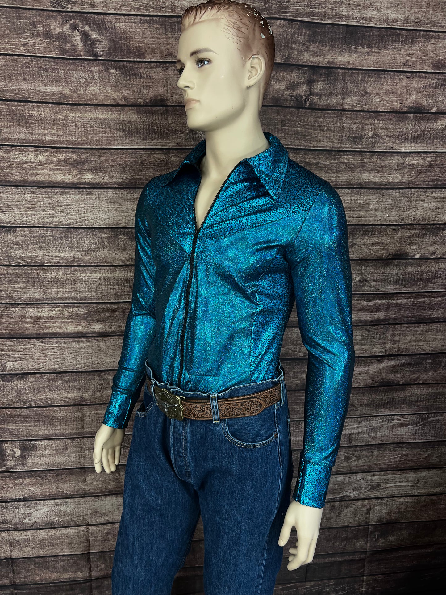 Mens Turquoise Sparkle Rodeo Shirt
