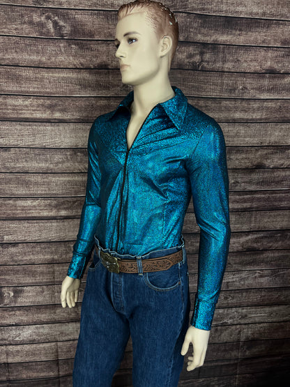 Mens Turquoise Sparkle Rodeo Shirt