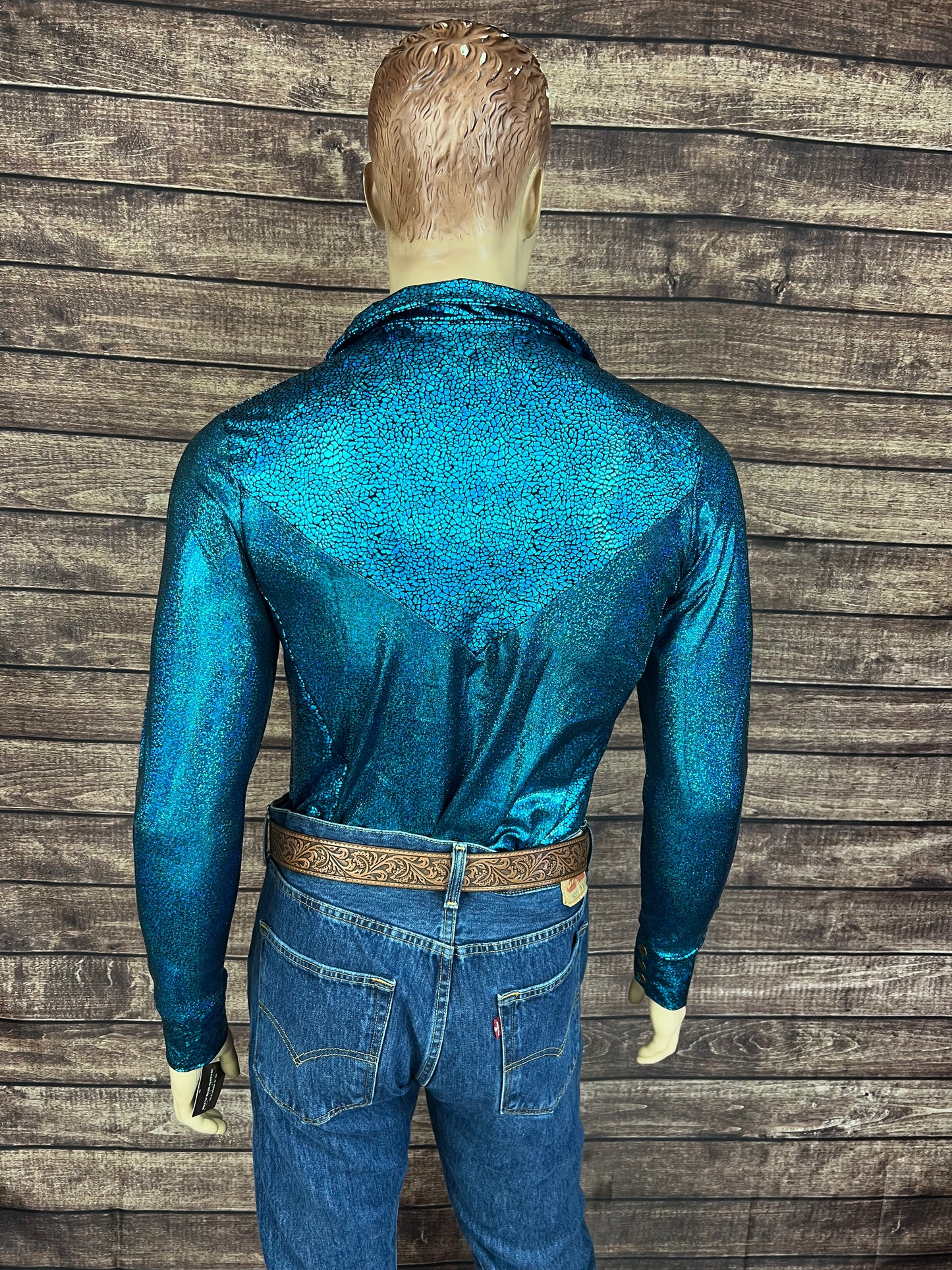 Mens Turquoise Sparkle Rodeo Shirt