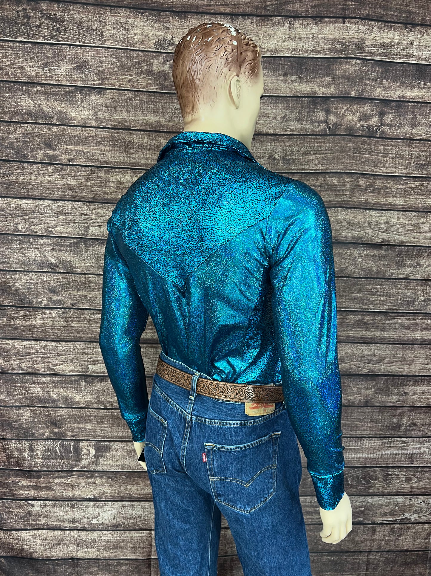 Mens Turquoise Sparkle Rodeo Shirt