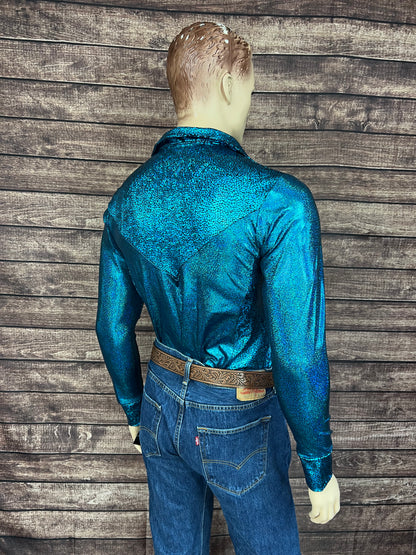 Mens Turquoise Sparkle Rodeo Shirt