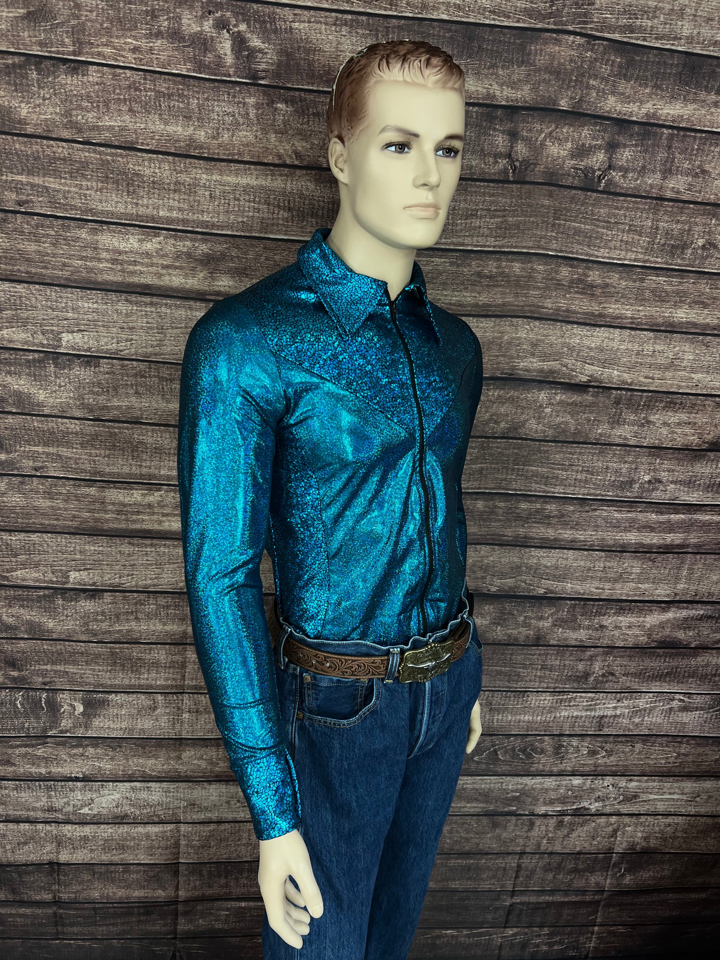 Mens Turquoise Sparkle Rodeo Shirt