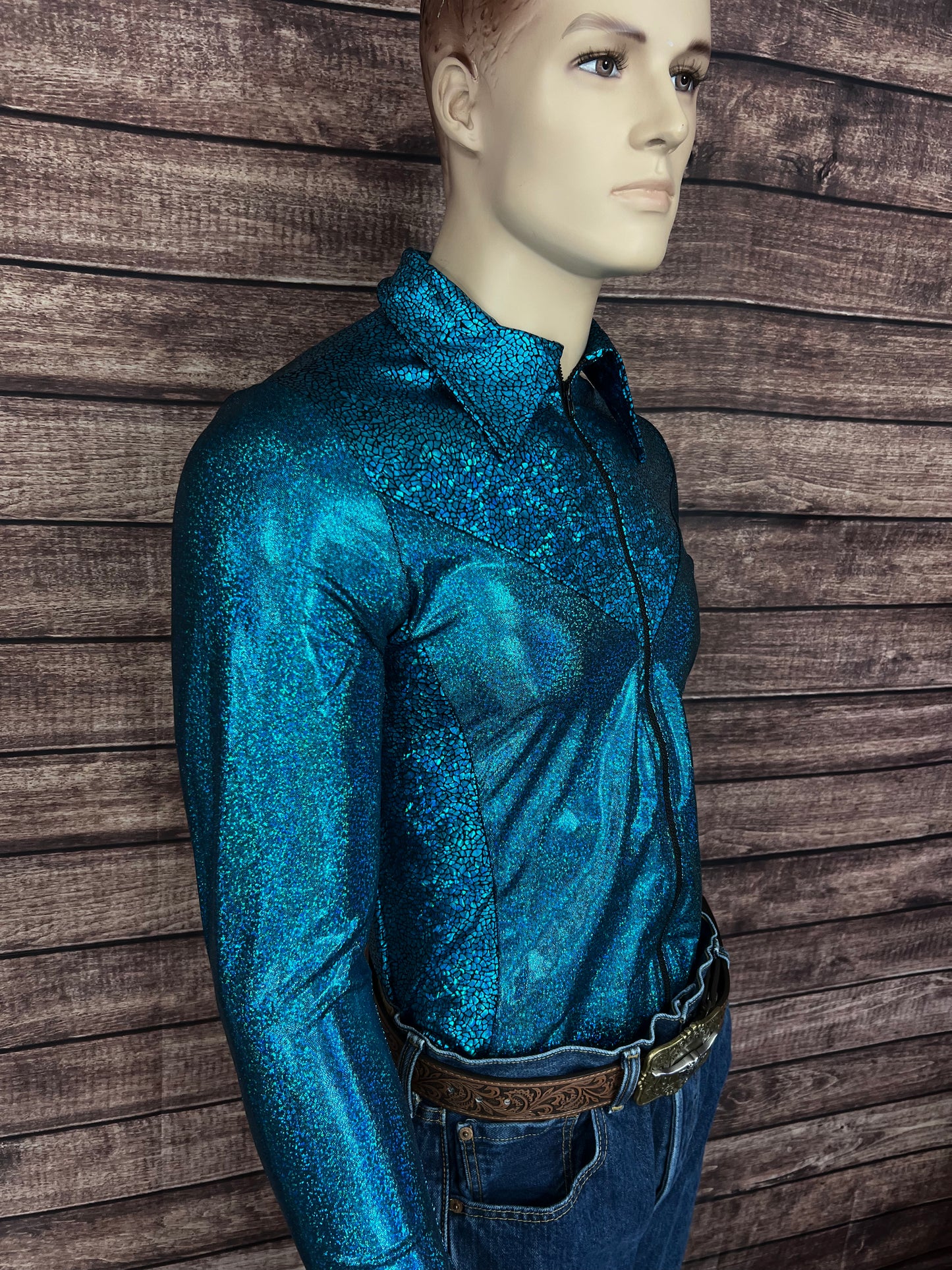 Mens Turquoise Sparkle Rodeo Shirt