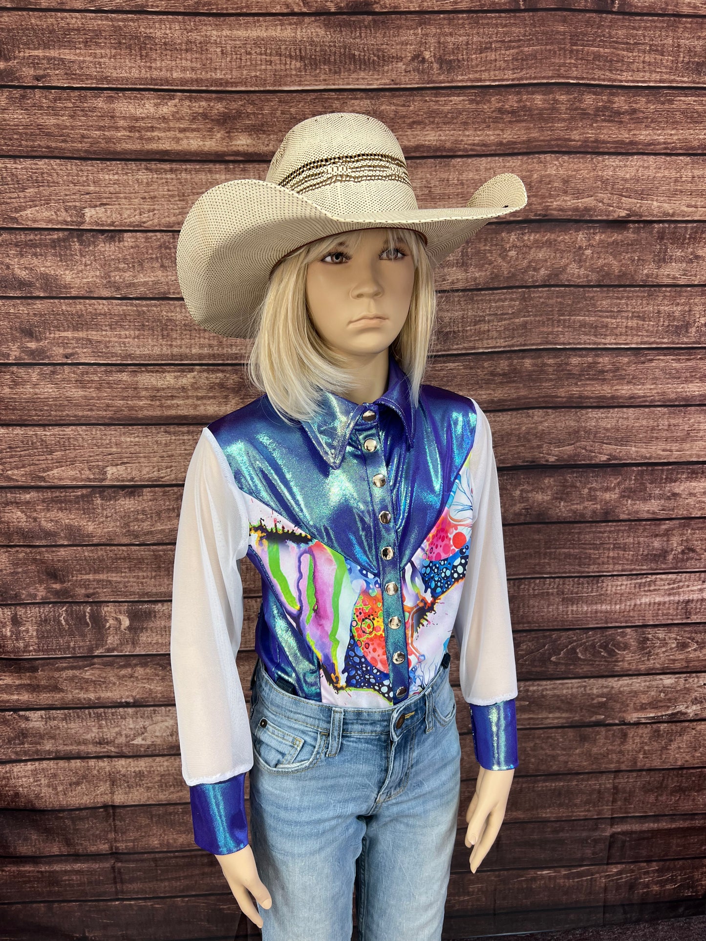 Kids Moonstone Desert Dreams Mesh Sleeve Snap Front Rodeo Shirt