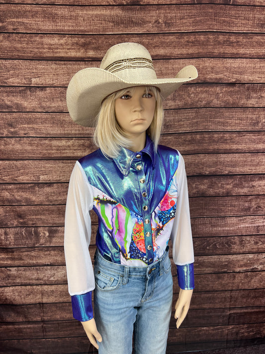 Kids Moonstone Desert Dreams Mesh Sleeve Snap Front Rodeo Shirt