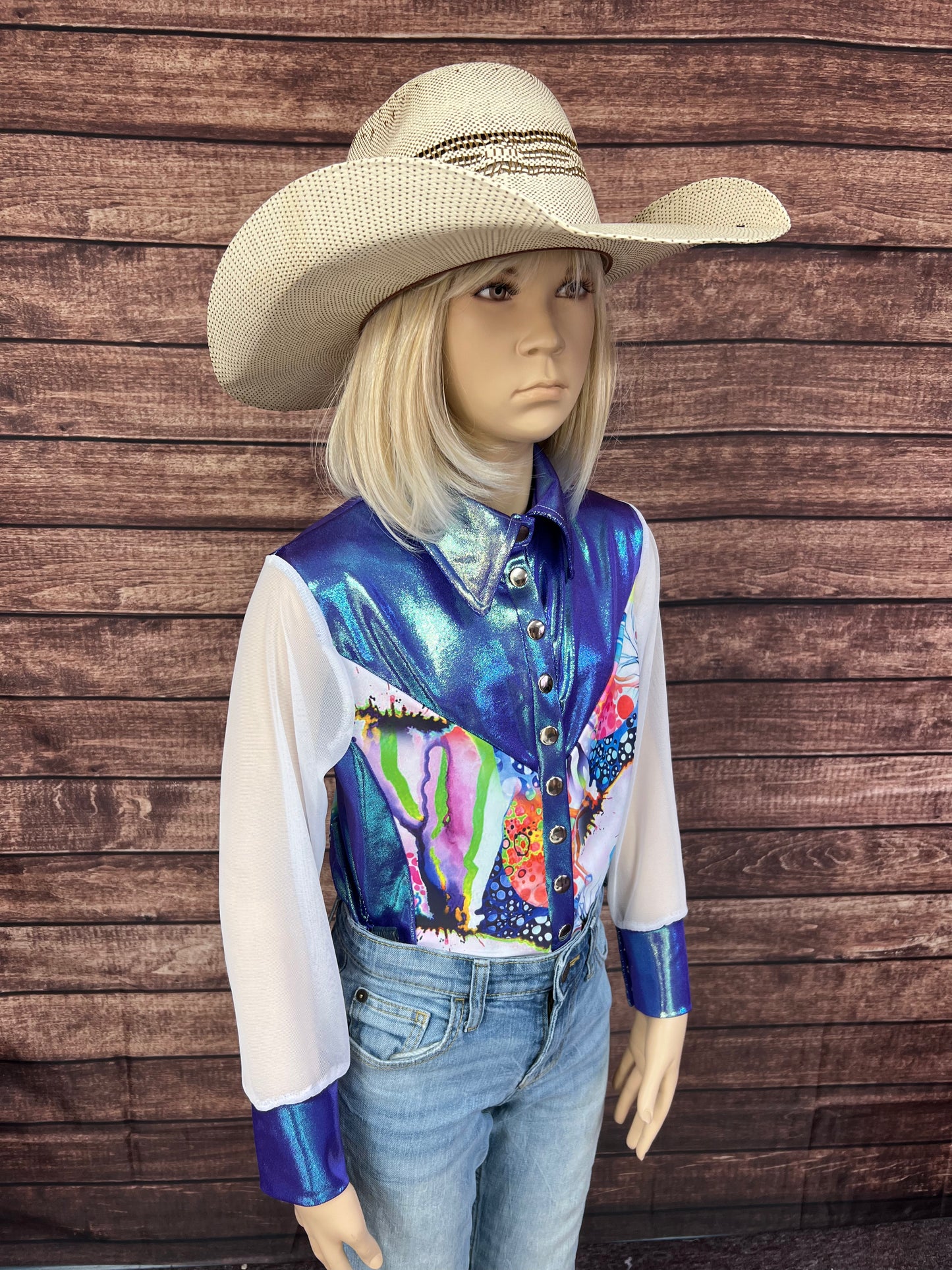 Kids Moonstone Desert Dreams Mesh Sleeve Snap Front Rodeo Shirt