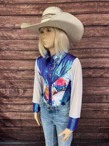 Kids Moonstone Desert Dreams Mesh Sleeve Snap Front Rodeo Shirt