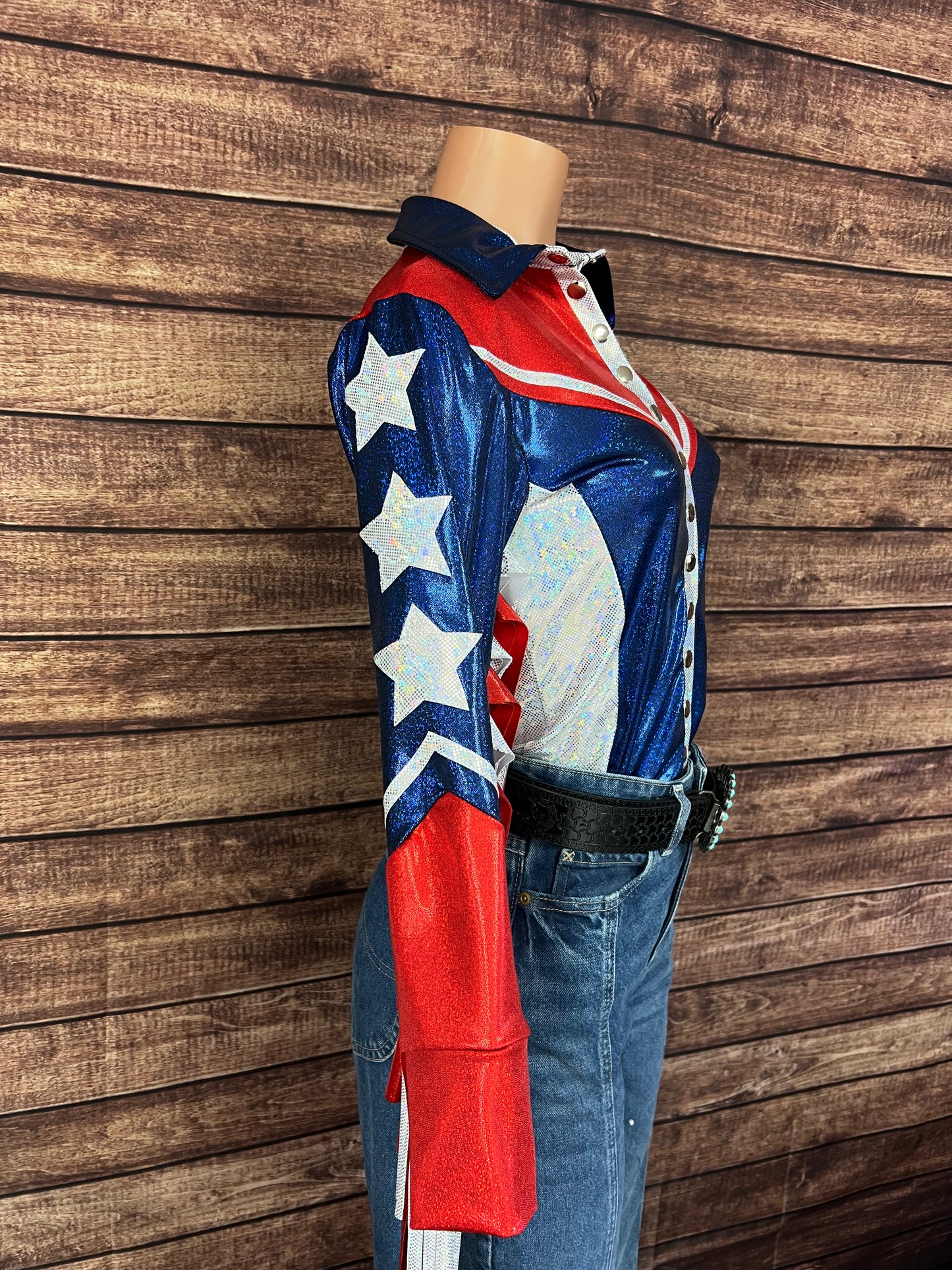 Galveston Snap Front Rodeo Shirt with Star Applique and Thunderbird Fringe