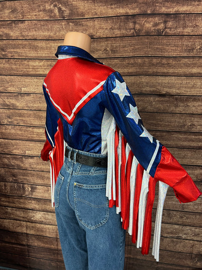 Galveston Snap Front Rodeo Shirt with Star Applique and Thunderbird Fringe