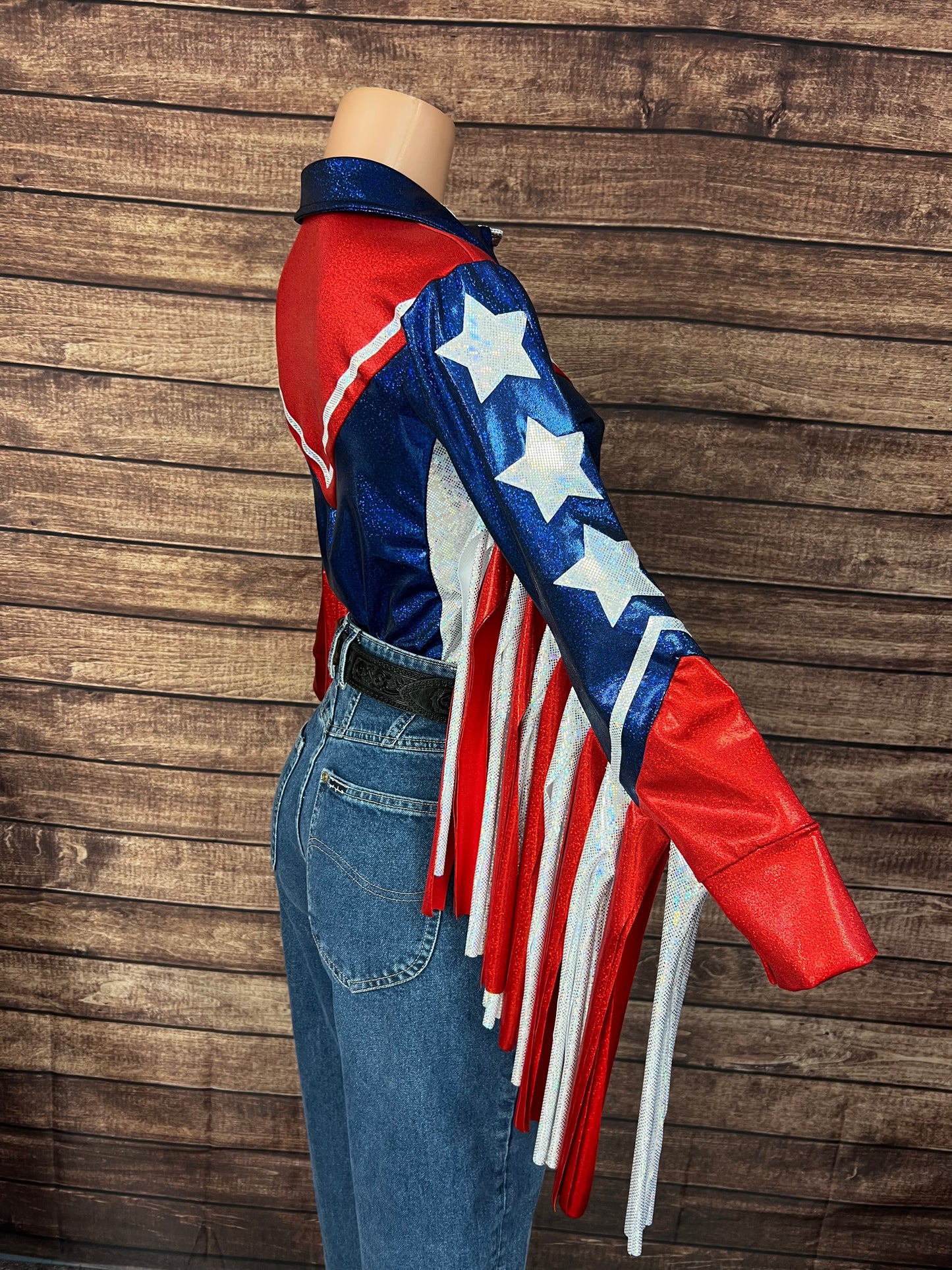 Galveston Snap Front Rodeo Shirt with Star Applique and Thunderbird Fringe
