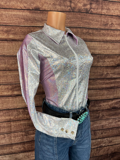 Twinkling Lilac Zipper Front Rodeo Shirt