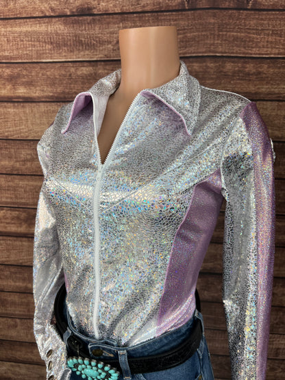Twinkling Lilac Zipper Front Rodeo Shirt