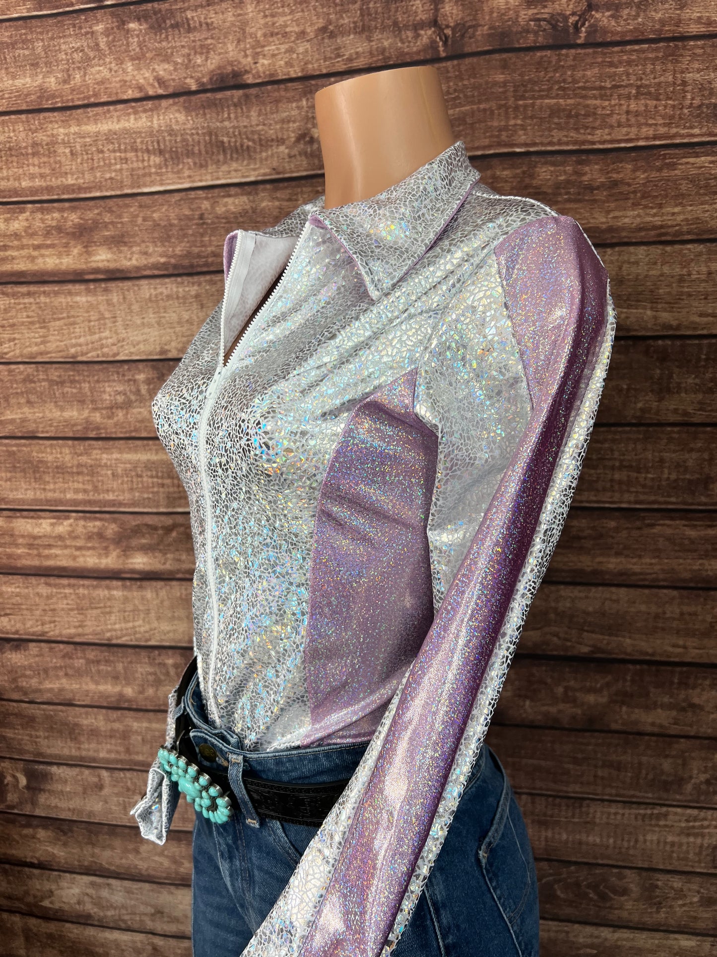 Twinkling Lilac Zipper Front Rodeo Shirt