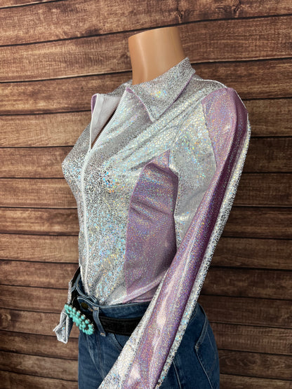 Twinkling Lilac Zipper Front Rodeo Shirt