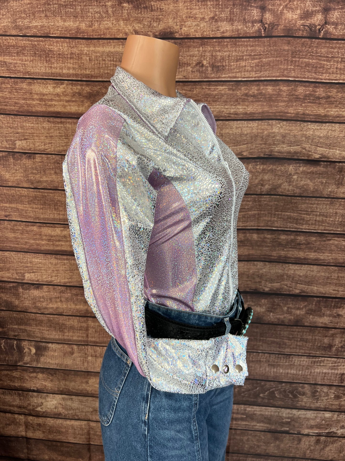 Twinkling Lilac Zipper Front Rodeo Shirt
