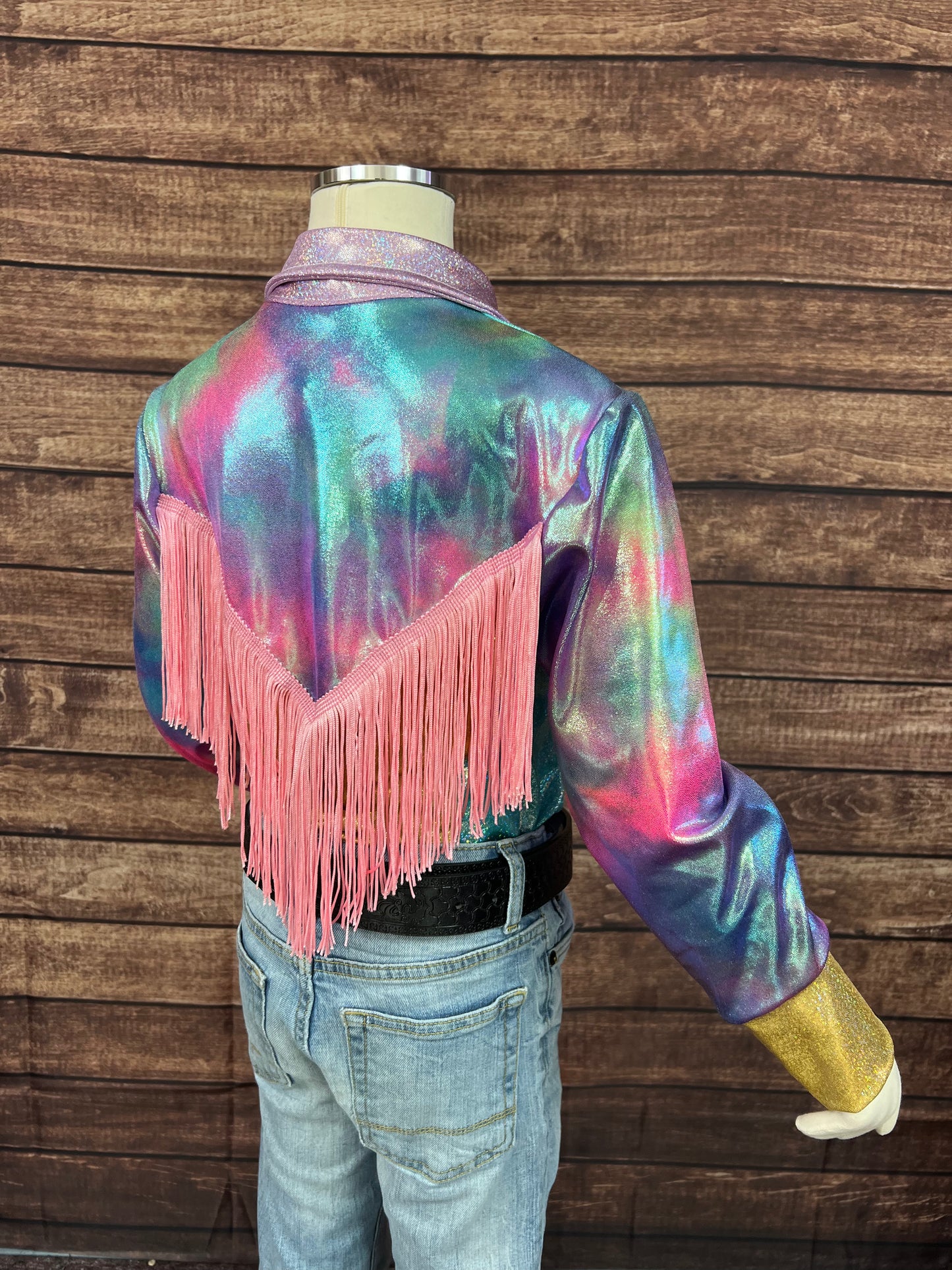 Kids Cotton Candy Canyon Snap Front Rodeo Shirt with Yoke Fringe