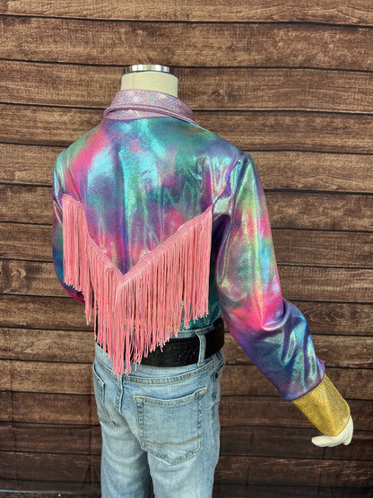 Kids Cotton Candy Canyon Snap Front Rodeo Shirt with Yoke Fringe