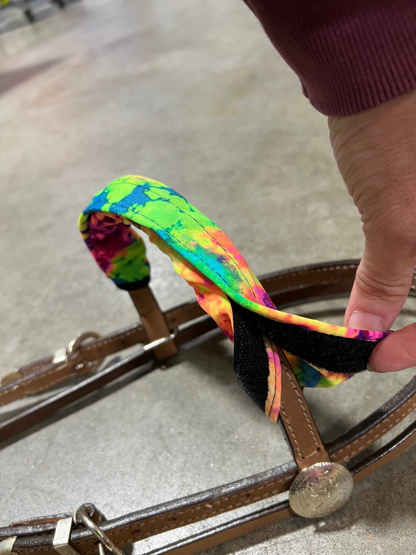Acid Splash Tie Dye Browband or Noseband Cover (ONE Cover Only) - Riverside Rodeo Shirts