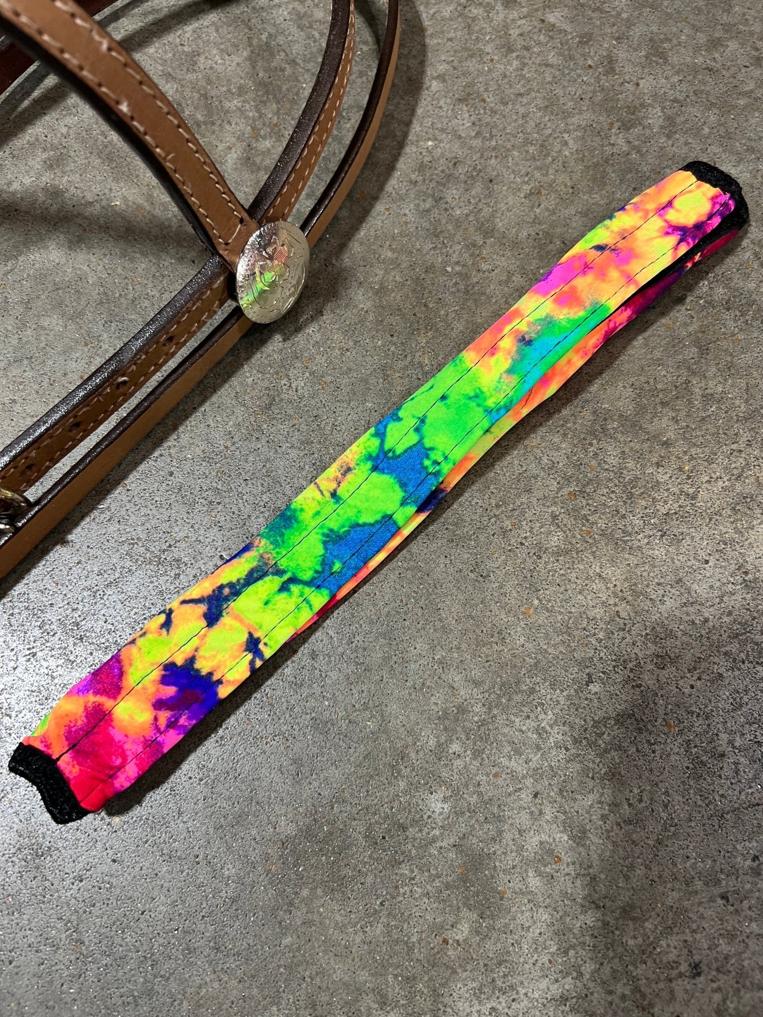 Acid Splash Tie Dye Browband or Noseband Cover (ONE Cover Only) - Riverside Rodeo Shirts
