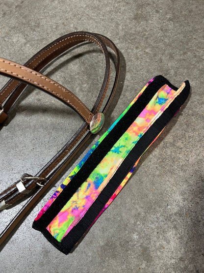 Acid Splash Tie Dye Browband or Noseband Cover (ONE Cover Only) - Riverside Rodeo Shirts
