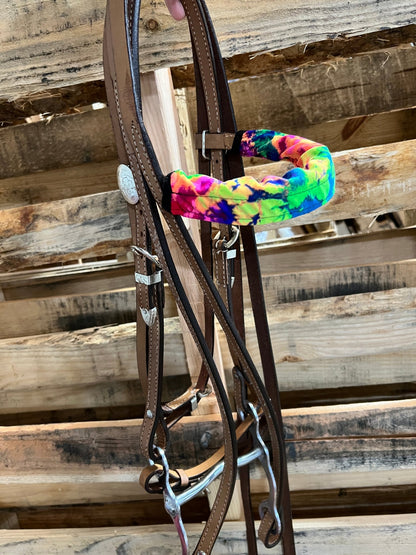 Acid Splash Tie Dye Browband or Noseband Cover (ONE Cover Only) - Riverside Rodeo Shirts