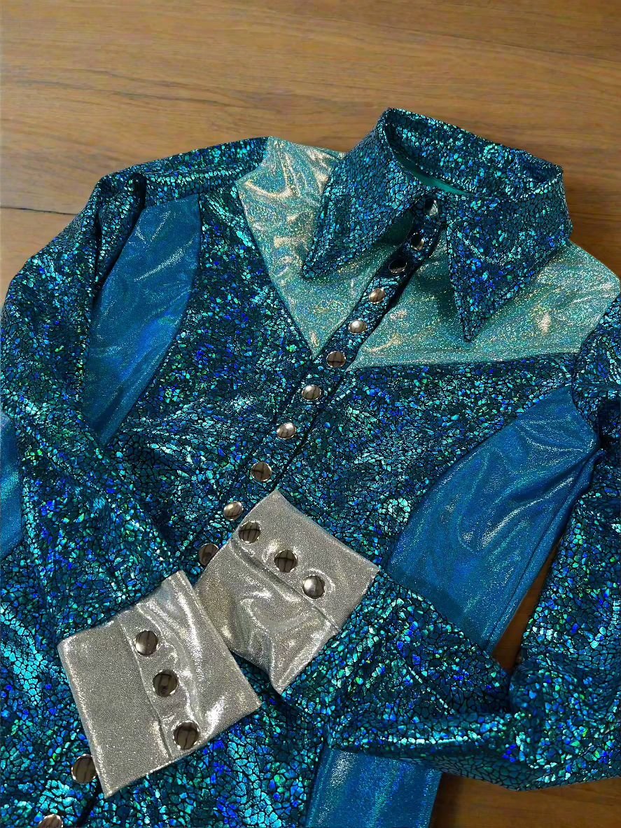 All The Blues Snap Front Rodeo Shirt with Yoke Fringe - Riverside Rodeo Shirts