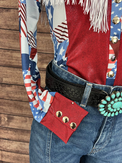 Americana Snap Front Shirt with Yoke Fringe - Riverside Rodeo Shirts