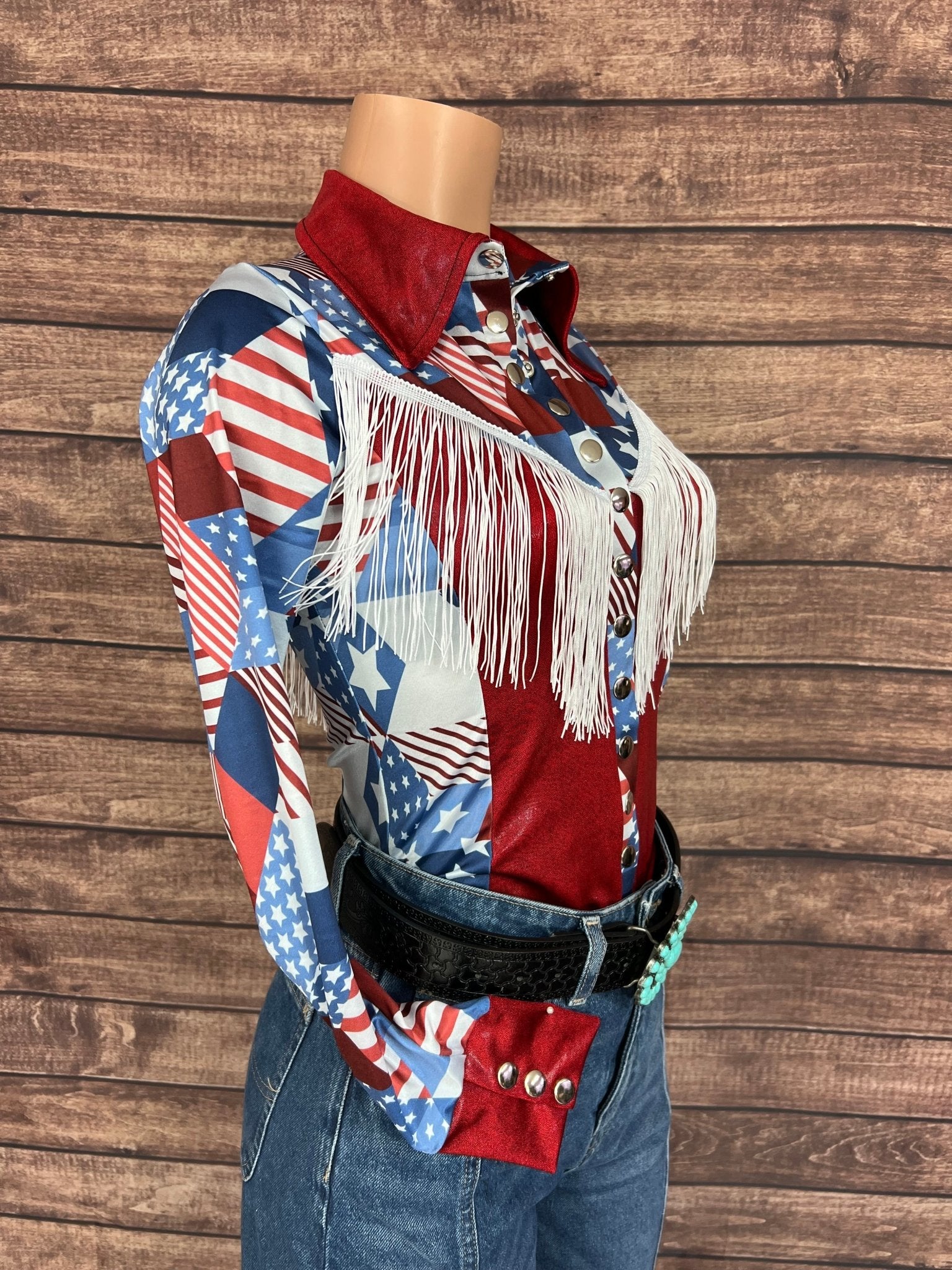 Americana Snap Front Shirt with Yoke Fringe - Riverside Rodeo Shirts