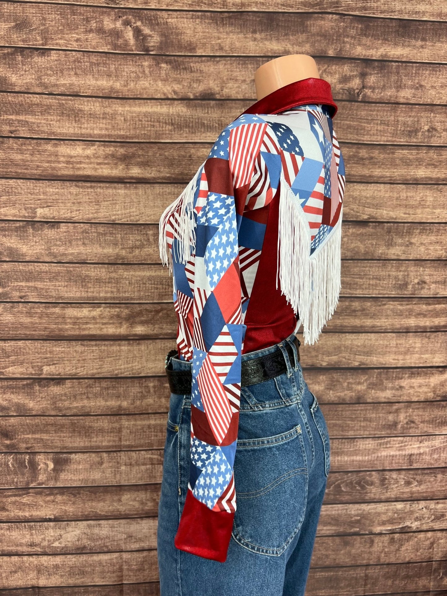 Americana Snap Front Shirt with Yoke Fringe - Riverside Rodeo Shirts