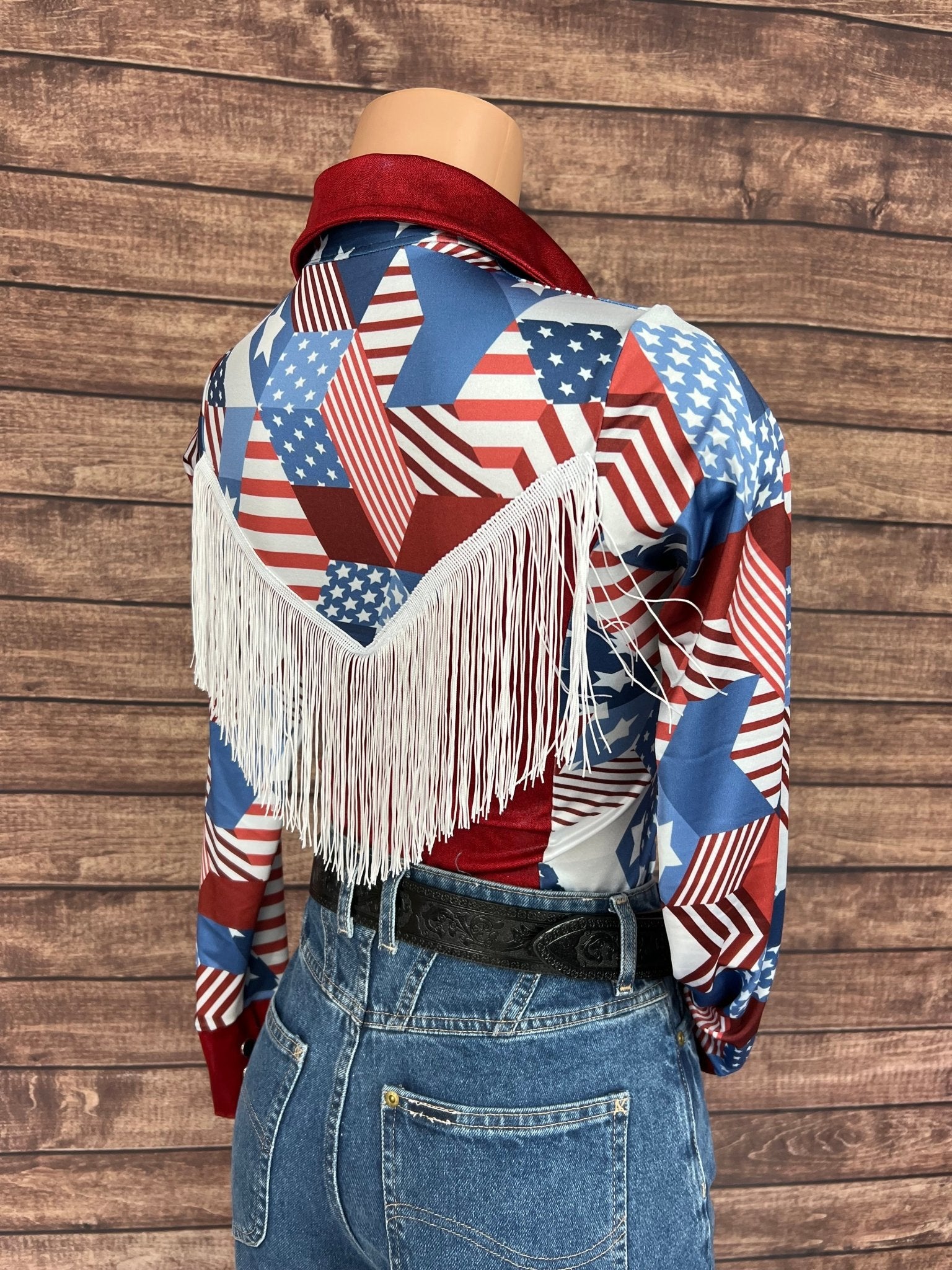 Americana Snap Front Shirt with Yoke Fringe - Riverside Rodeo Shirts