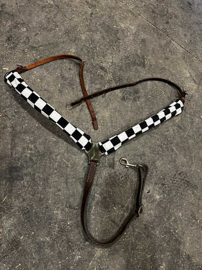 Black and White Checkered Breast Collar Cover (Covers ONLY) - Riverside Rodeo Shirts
