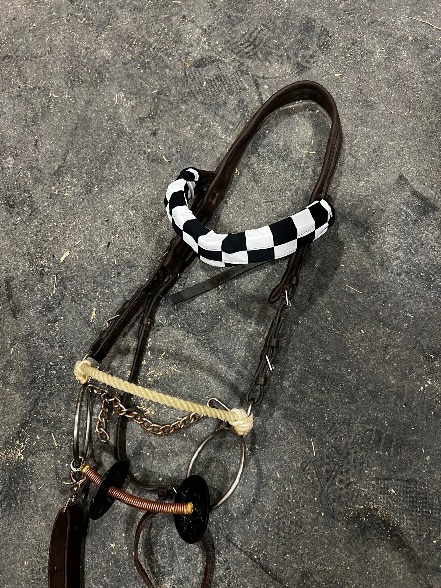 Black and White Checkered Browband or Noseband Cover (ONE Cover Only) - Riverside Rodeo Shirts