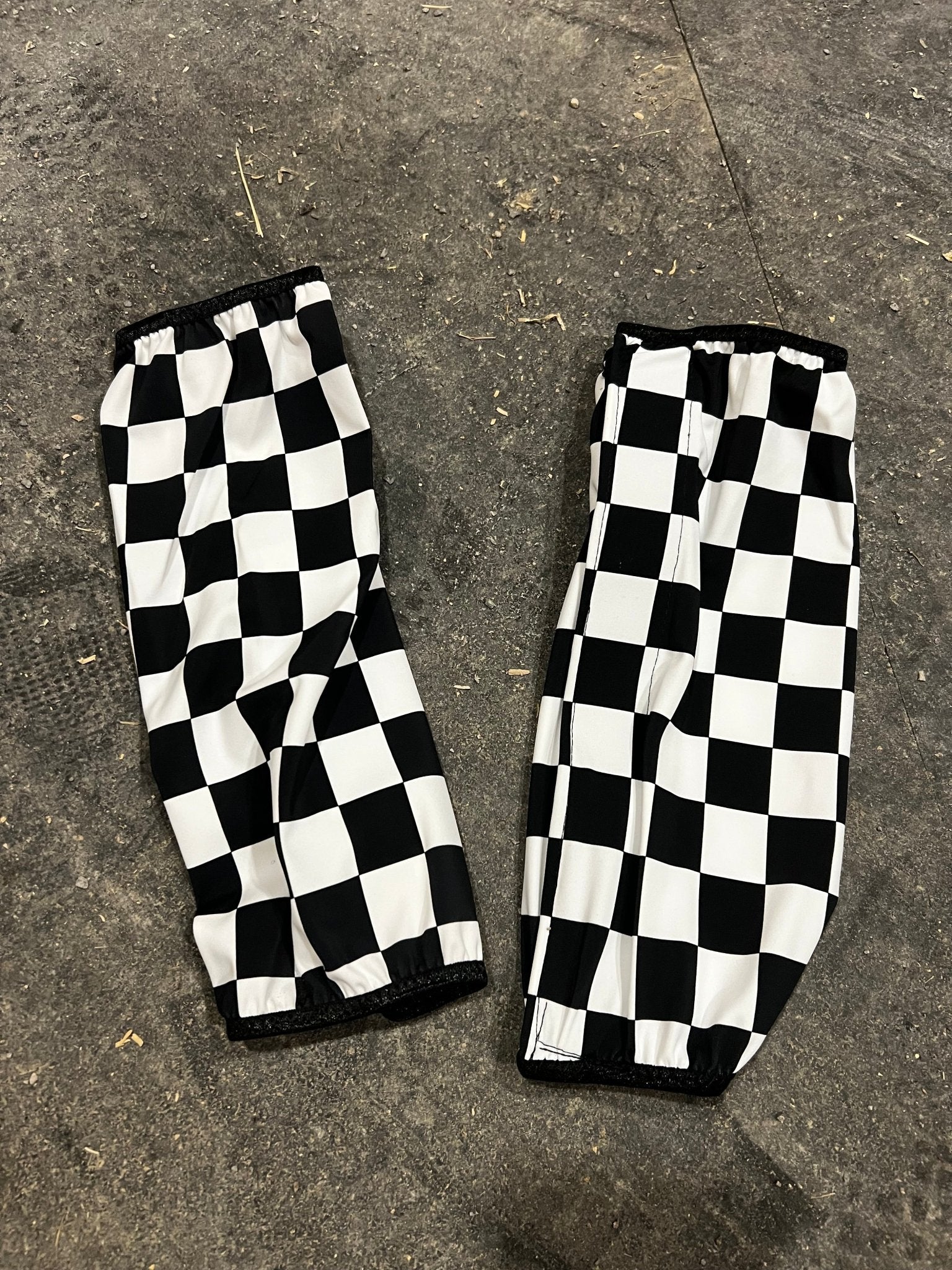 Black and White Checkered Velcro Sportboot Covers (Covers Only, sets of TWO) - Riverside Rodeo Shirts